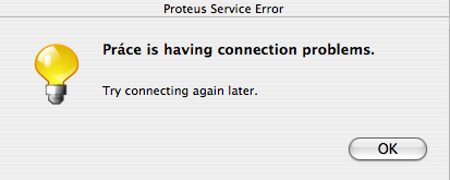 Práce is having connection problem.